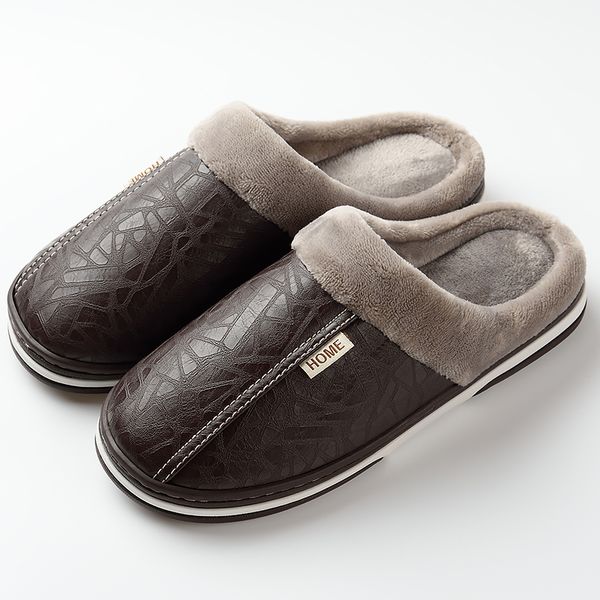 

winter slippers home warm waterproof non slip house slipper male platform shoes flip flops memory foam slipper couple plus size, Black