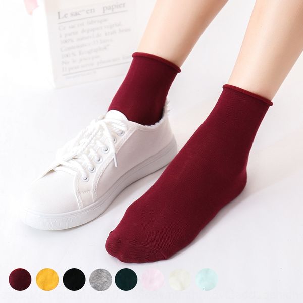 

candy candy stockings curling pile women's socks personalized solid color mid-calf socks color women's low-stockings, Black