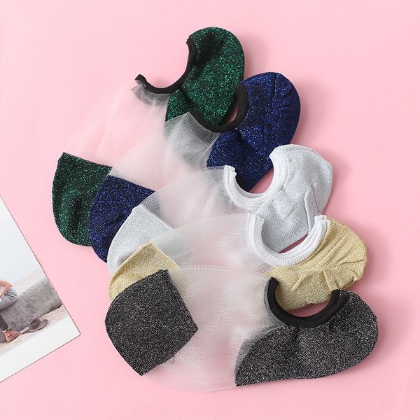 

summer thin women's card silk women's boat shallow glass silk cotton invisible boat socks stitching invisible socks, Pink;yellow