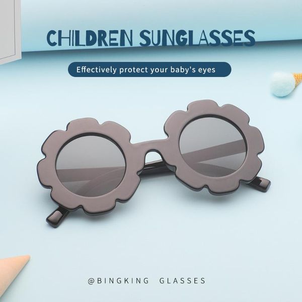 

2020 fashion kids sunglasses flower shape plastic frame acrylic material lenses uv400 protection eyewear, White;black