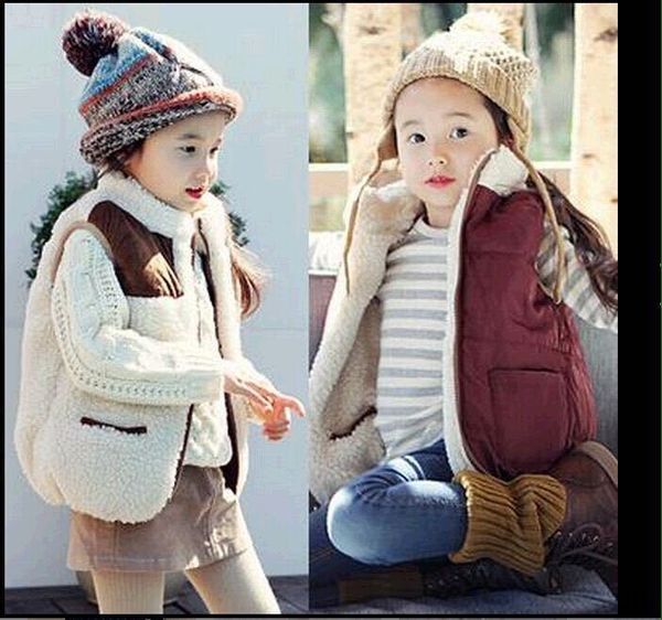 

k17bu wear british clothing girls new lamb wool double-sided cotton-padded thickened children's wear british coat vestchildren's c, Camo