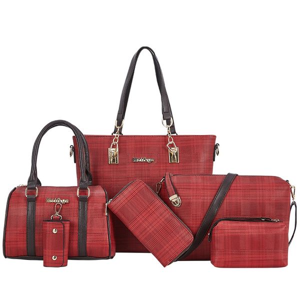 

6pcsset designer bag composite bag lady fashion korean version style pu printing female bag shoulder crossbody handbag phone package keycase