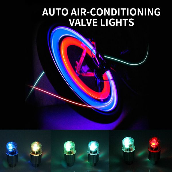

tyre valve light 4pcs led car wheel light tyre tire stem cap lamp bulb decoration colorful bicycle car night cap lamp