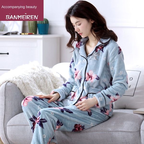 

pajamas coral fleece home set clothes leisure women's pajamas coral fleece women's home clothes set, Blue;red