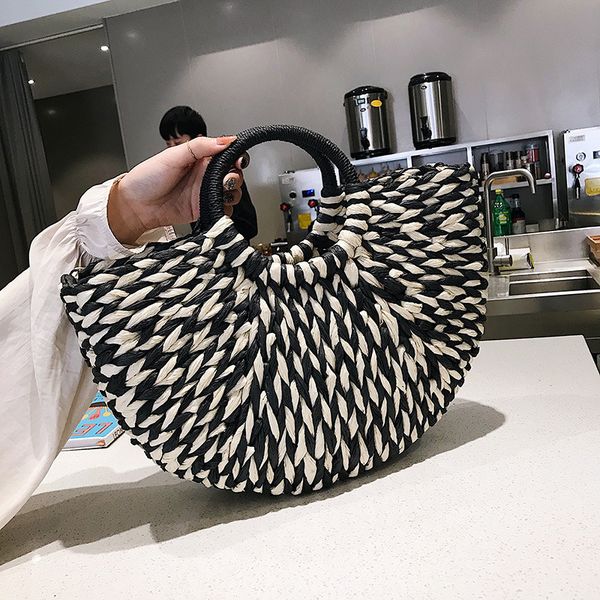 

female straw beach bag tote crossbody bags women 2020 summer wicker designer handbags ladies rattan shoulder messenger bag sac a