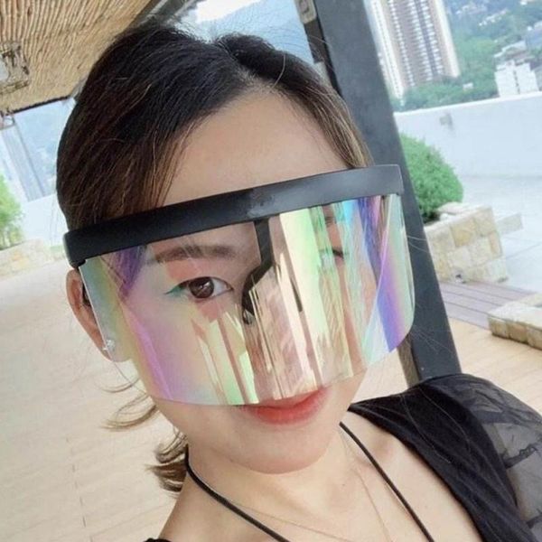 

fashion sunglasses women men brand design goggle sun glasses big frame shield visor men windproof glasses, White;black