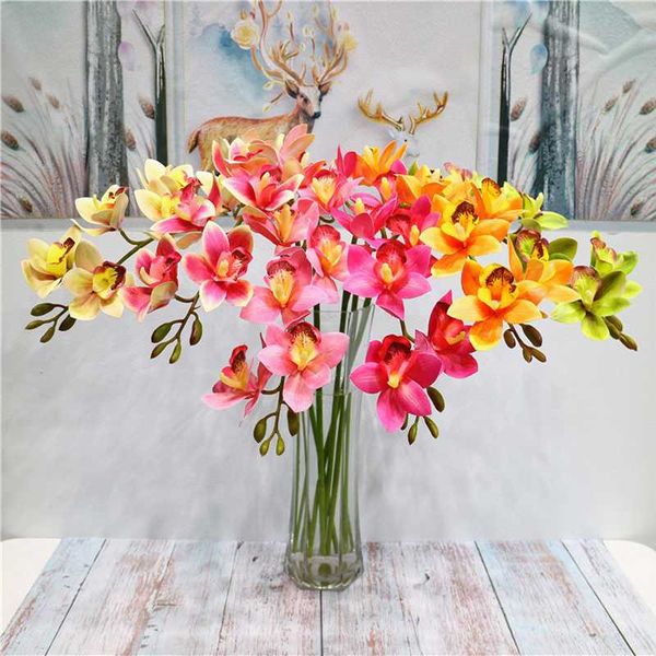 

decorative flowers & wreaths 79 cm high-end artificial flower 3d print butterfly orchid green plastic fake cymbidium home decoration east as