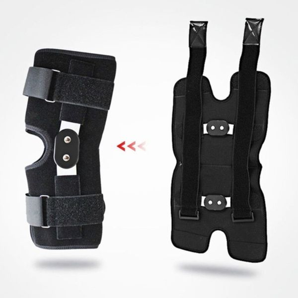 

hinged knee brace wrap adjustable open patella support strap pain relief, Black;gray