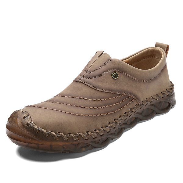 

new genuine leather men's shoes comfortable men loafers outdoor fashion casual shoes lace-up soft driving men flats 38-48, Black