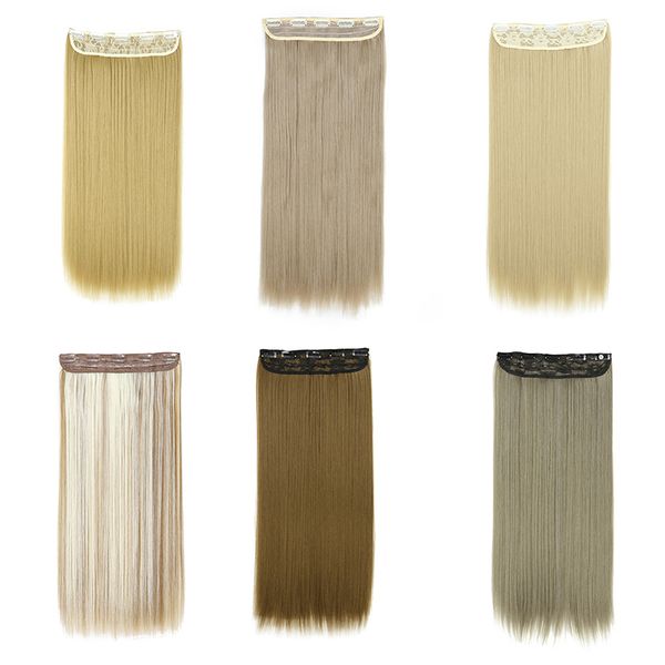 

wholesale new medium long hair curtain 22inches straight synthetic false hair extension perm and dye natural color, Black;brown