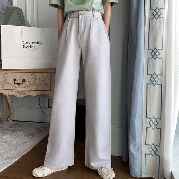 

women's jeans woman high waist clothes wide leg denim clothing streetwear vintage quality fashion harajuku loose straight pants, Blue