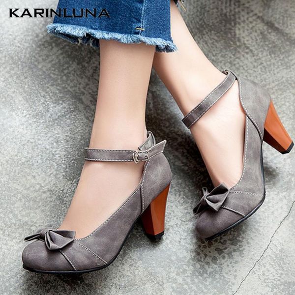 

karin large size 48 sweet bow tie 2020 high heels mary janes woman shoes pumps, Black