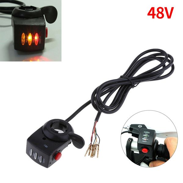 

skateboarding speed control thumb throttle grip for scooter ebike electric bicycle with on off button and battery power indicator-48v