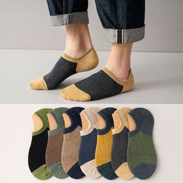 

men's socks 5pairs/lot summer casual boat retro parallel stealth breathable non-slip high quality, Black