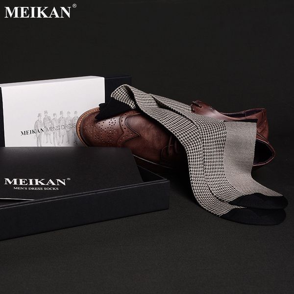 

meikan men's cotton mid-leg business breathable leather shoes footwear footwear socks men's socks for four seasons, Pink;yellow