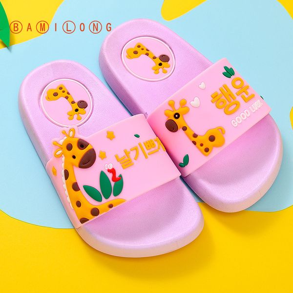 

slipper children summer slippers cute cartoon animals beach shoes kids toddler sandals soft non-slip boy girl indoor b151, Black;grey