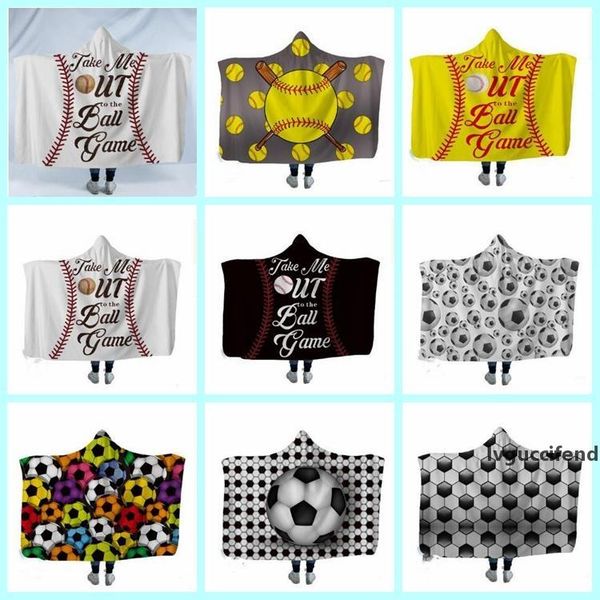 

baseball hooded blankets football sherpa towel sports theme hooded cape 3d print cape fleece beach shawls towel children blanket lxl26