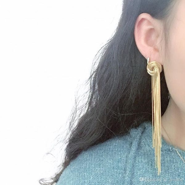 

женщина кисточка серьги золота 18k длинные шпильки женская партия свадебную меди серьги ювелирные украшения на продажу, Silver