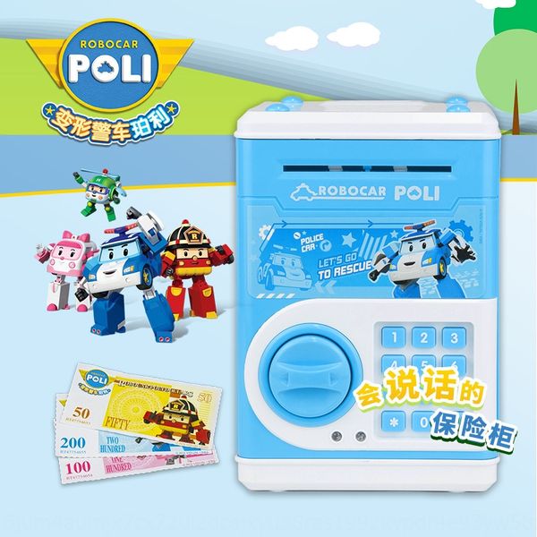 

yohib genuine poli deformed police car polly safe toy children's cartoon password automatic money rolling machine piggy bank box code b