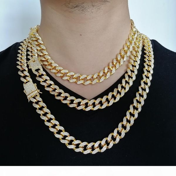 

12мм ширина 18inch 20inch 24inch iced из bling bling медь кубинские цепи hip hop микро проложить ожерелье ювелирные изделия для мужчин cn001, Silver