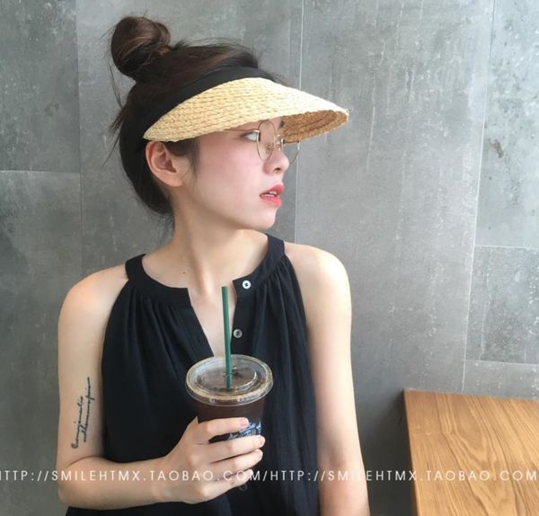 

travel sunscreen net celebrity with net straw the same style empty straw hat lafite sun hat children x, Blue;gray