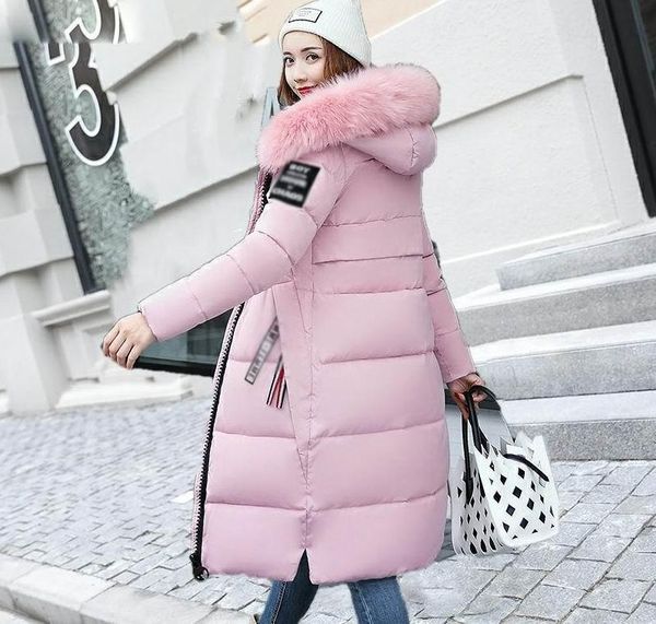 

2019 europe and the united states new fashion foreign women the long section of thick cotton coat super large fur collar b warm down jacket