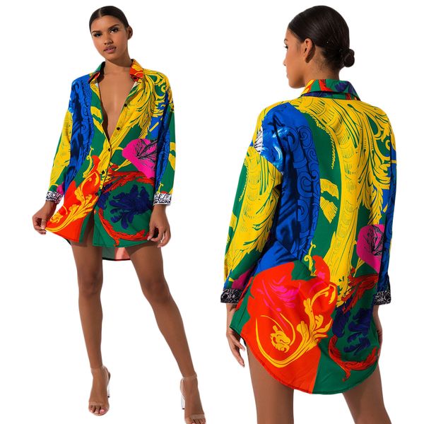 

женские рубашки платья tie dye лето новая мода сыпучие радужные цвета блузок вскользь дышащий сексуальное платье, White