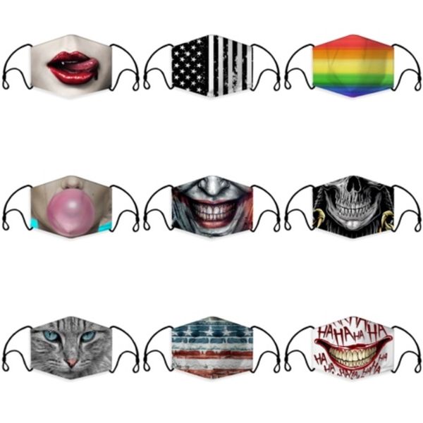 

masks 5 layers cartoon filter panda pattern face breather valve washable reusable pure cotton mask protection pm2.5#193