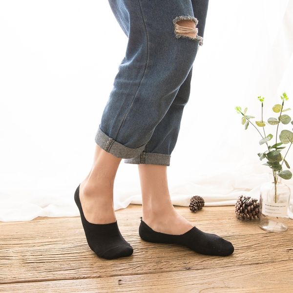 

nthbp men's summer thin cotton shallow mouth socks invisible sockssilicone invisible sockssilicone non-slip korean style men's cas, Black