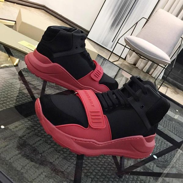 

luxury mens boots chaussures pour hommes vintage check cotton sneakers fashion classic lightweight high lace -up sports men shoe, Black