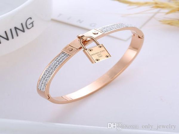 

luxury gold tone designer bracelets fashion women charms bracelets lock bangle bracelets jewelry valentine gift time limited, Golden;silver