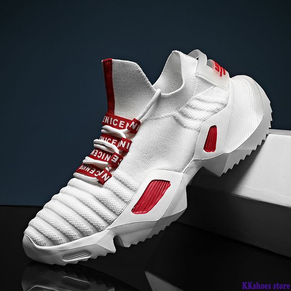 

new casual shoes comfortable for mens boots fashion high and low breathable lightweight booties zapatos de hombre, Black