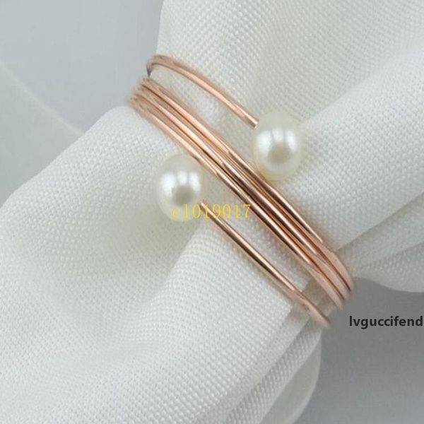 

500pcs imitation pearl metal napkin rings exquisite round electroplate napkin buckle for wedding bridal shower favor party decor