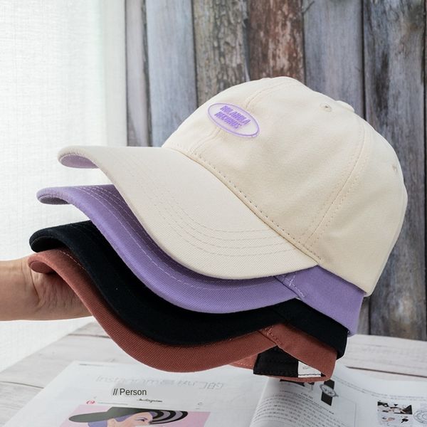 

ins hat women's korean harajuku letter leather label baseball baseball cap men's casual soft cap sun hat fashion, Blue;gray