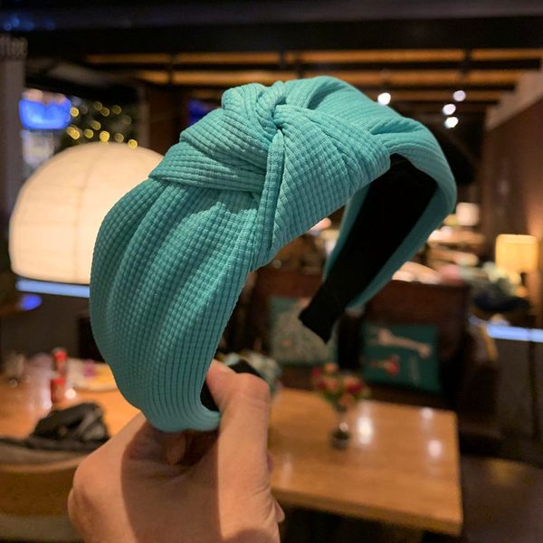 

hair accessories for women fluorescent cloth knot in the middle of pure color cloth headband korean wide border jewelry wholesale, Silver