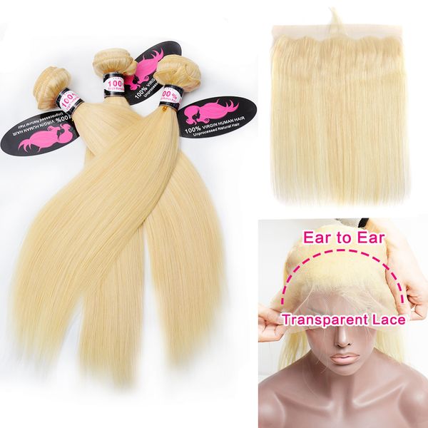 

straight blonde bundles 3/4 pcs brazilian hair weave bundles human hair, Black