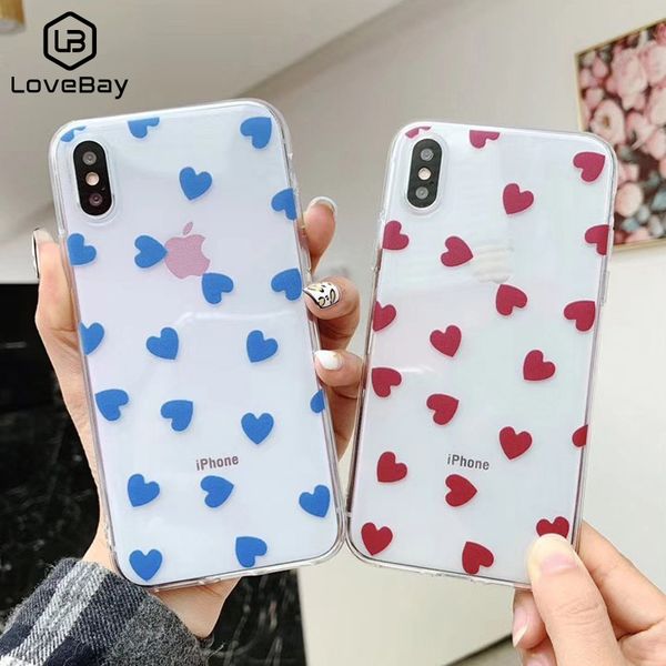 

lovebay love heart for iphone 6 6s 7 8 plus x xr xs max 11 pro max 5 5s se phone case wave point clear soft tpu for iphone x