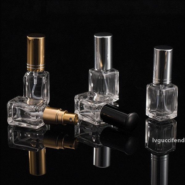 

5/10ml clear glass perfume bottle wholesale square/round essential oil perfume bottle mist pump spray bottle with gold/black/silver cap