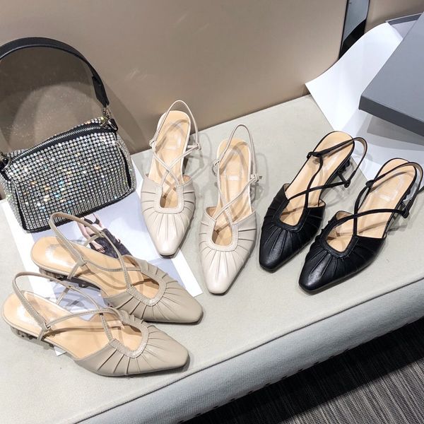 

2020 fashion genuine leather shoes women chunky heel designer shoes lady casual shoes female sandals, Black