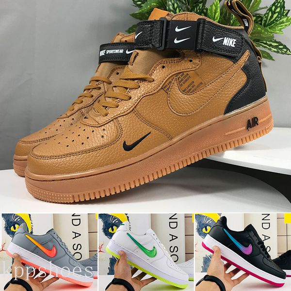 

2019 one 1 dunk utility men lady casual shoes skateboarding black white just orange wheat women men high low cut trainers platform sneaker k