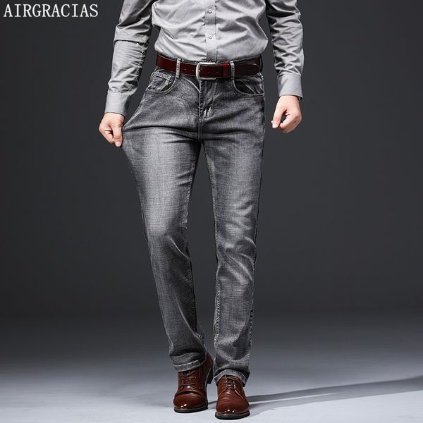 

airgracias men men jeans classic retro stretch jean for male business casual denim pants long trousers size 28-38 2020 new, Blue