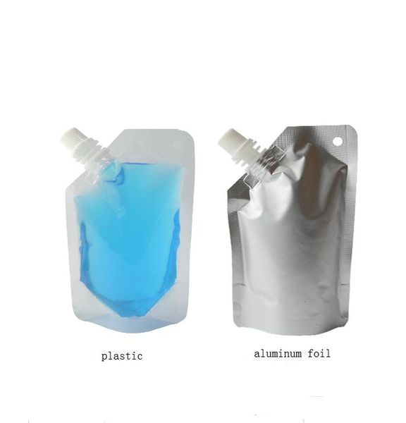 Doypack folha de alumínio bico Saco Para Beber armazenamento de líquidos Bag Jelly Leite Molho de óleo transparente suporte Up saco SN1581
