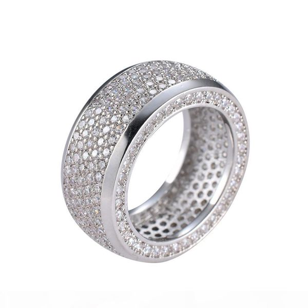 

a hip hop stainless steel cubic zirconia rings iced out micro pave diamond rings women men finger ring bling bling jewelry, Golden;silver