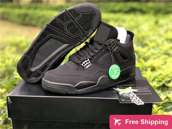 

new release 4 black cat basketball shoes men black light graphite 4s athletic sports authentic sneakers with original box drop shipping