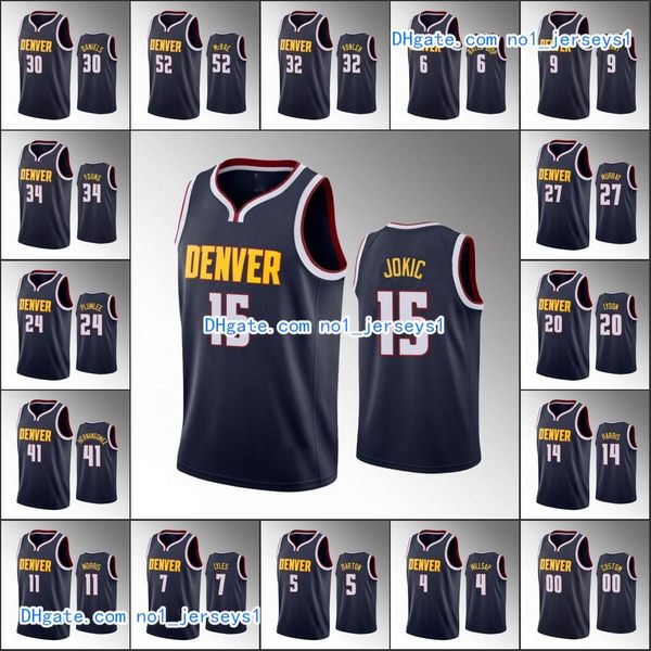 

мужчины денвер самородки никола йокич джамал мюррей barton миллсэп jerami грант иконка nba navy на заказ джерси, Black