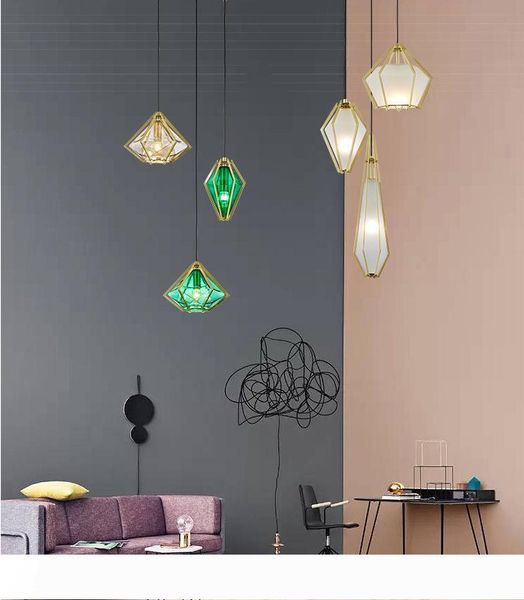 

nordic modern hanging loft 3 color glass lustre pendant lamp industrial decor lights fixtures e27 e26 for kitchen restaurant