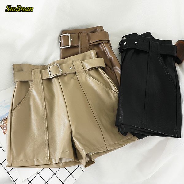 

smlinan motorcycle biker pu leather shorts women summer clothes harajuku punk leather black high waist short female, White;black