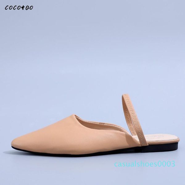 

2020 women's baotou half slippers outside commuting workplace without heel lazy shoes pointed to one pedal wild sandals c03, Black