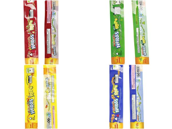 

2016 2020 empty medicated nerds rope packing bags 9 styles option polyester foil food package nerdsrope gummy candy bag smell proof from onc