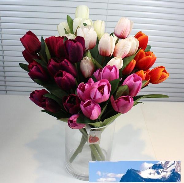 Tulip Flowers Artificial Silk Tulip exibição flores verdadeiro toque não poluente Simulação de casamento ou Home office Flor decorativa st0102